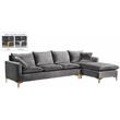 Home Square 2-Piece Set with Velvet Reversible Sectional & Accent Chair in Gray