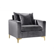 Home Square 2-Piece Set with Velvet Reversible Sectional & Accent Chair in Gray