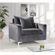 Home Square 2-Piece Set with Velvet Reversible Sectional & Accent Chair in Gray