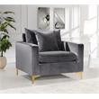 Home Square 2-Piece Set with Velvet Reversible Sectional & Accent Chair in Gray