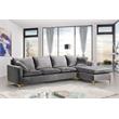 Home Square 2-Piece Set with Velvet Reversible Sectional & Accent Chair in Gray