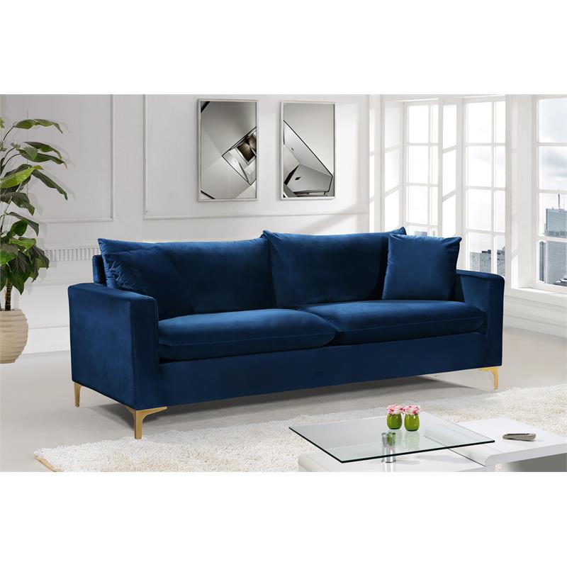 Home Square 2-Piece Furniture Set with Velvet Loveseat and Sofa in Navy