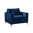 Home Square 2-Piece Set with Velvet Reversible Sectional & Accent Chair in Navy