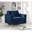 Home Square 2-Piece Set with Velvet Reversible Sectional & Accent Chair in Navy