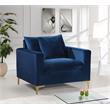 Home Square 2-Piece Set with Velvet Reversible Sectional & Accent Chair in Navy