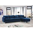 Home Square 2-Piece Set with Velvet Reversible Sectional & Accent Chair in Navy