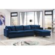 Home Square 2-Piece Set with Velvet Reversible Sectional & Accent Chair in Navy