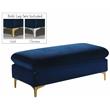 Home Square 2-Piece Set with Velvet Reversible Sectional and Ottoman in Navy