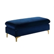 Home Square 2-Piece Set with Velvet Reversible Sectional and Ottoman in Navy