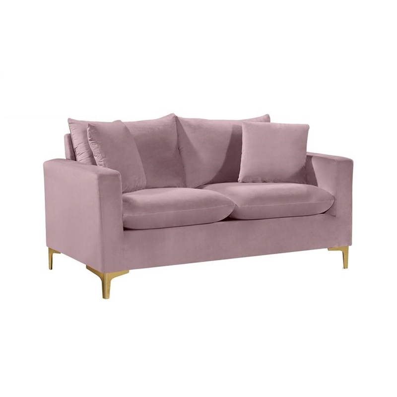 Home Square 2-Piece Furniture Set with Velvet Sofa and Loveseat in Pink