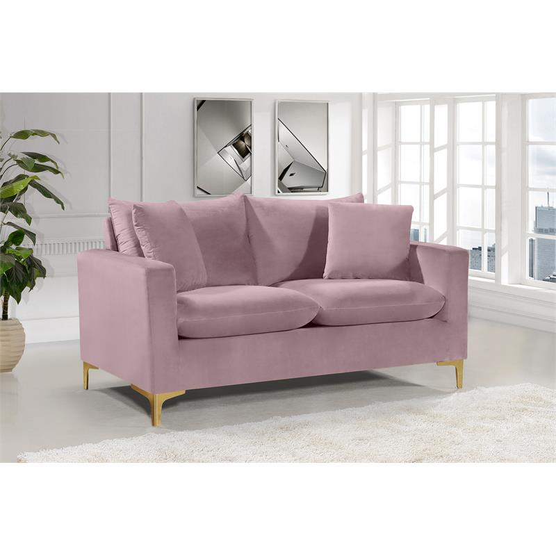 Home Square 2-Piece Furniture Set with Velvet Sofa and Loveseat in Pink