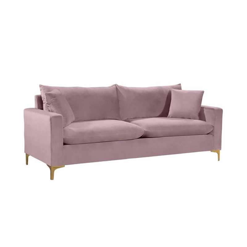 Home Square 2-Piece Furniture Set with Velvet Sofa and Loveseat in Pink