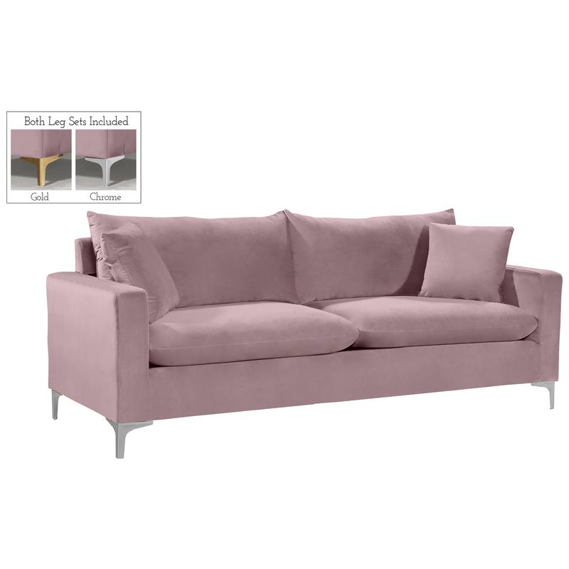 Home Square 2-Piece Furniture Set with Velvet Accent Chair and Sofa in Pink
