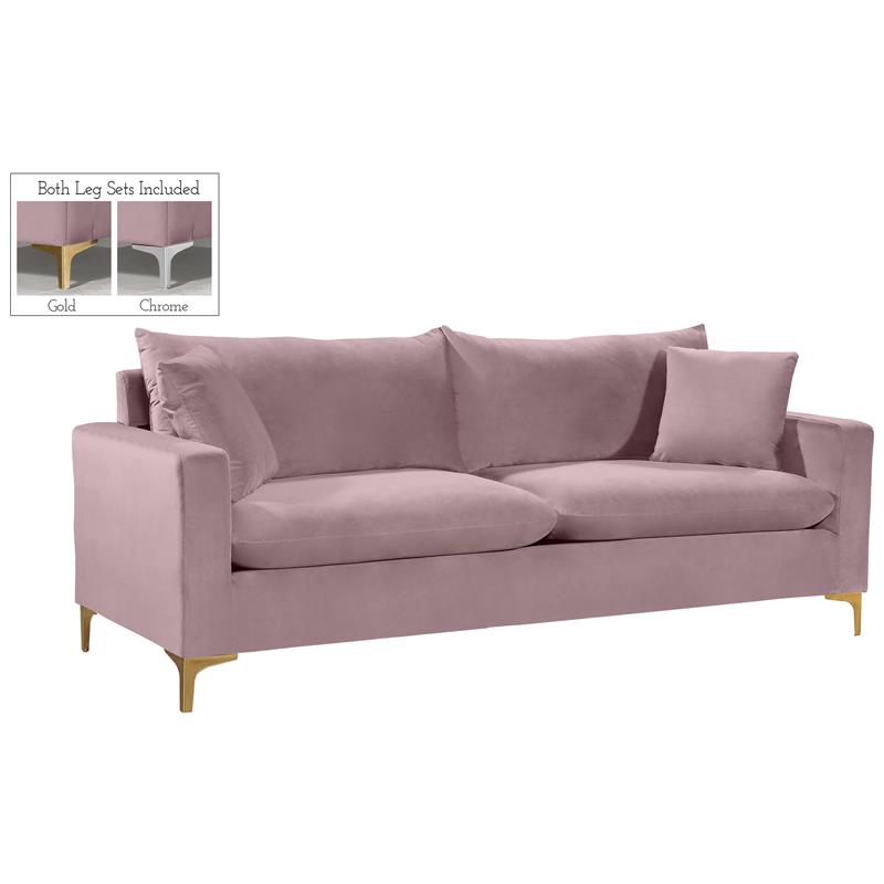 Home Square 2-Piece Furniture Set with Velvet Accent Chair and Sofa in Pink