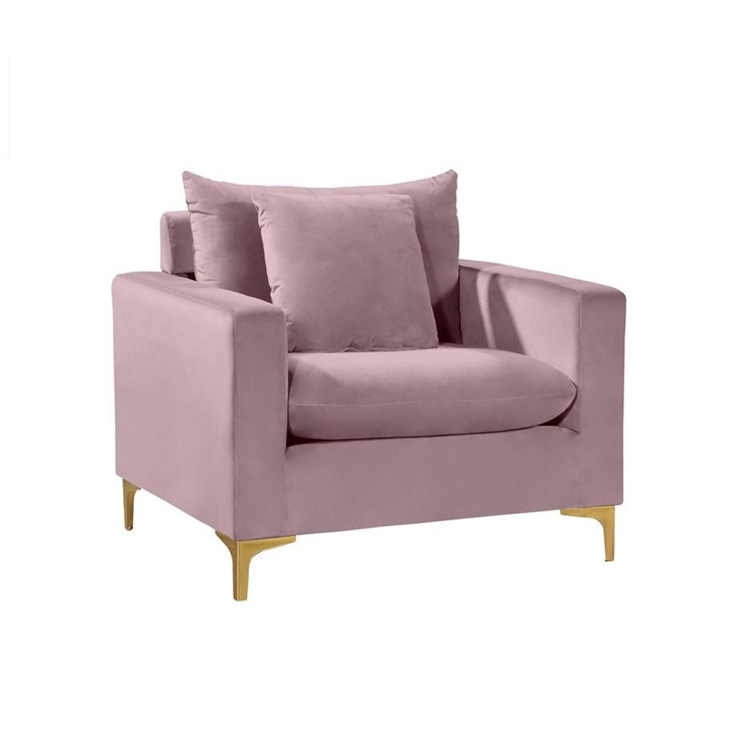 Home Square 2-Piece Furniture Set with Velvet Accent Chair and Sofa in Pink