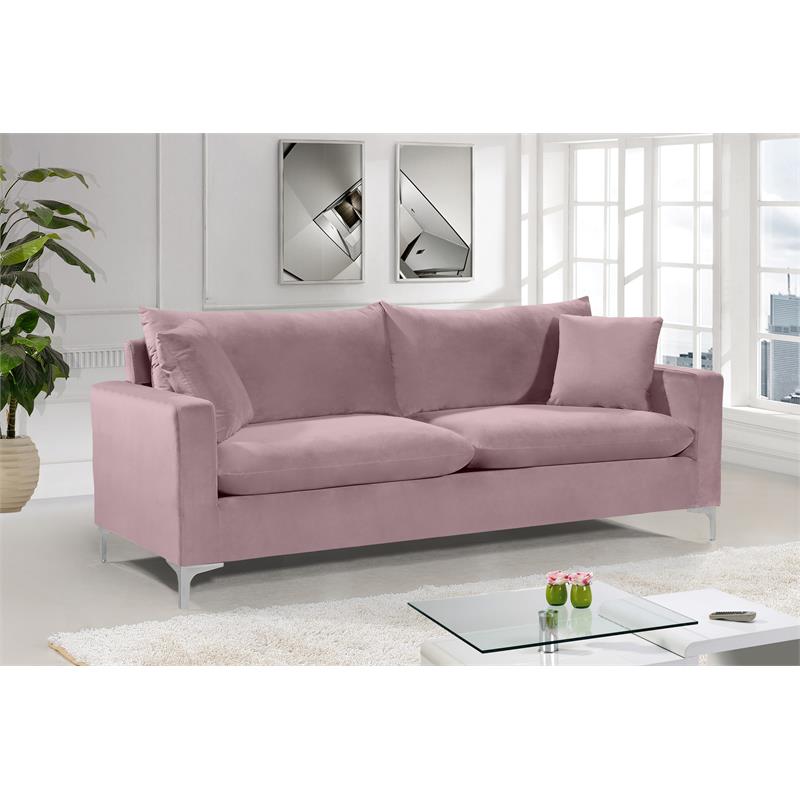 Home Square 2-Piece Furniture Set with Velvet Accent Chair and Sofa in Pink