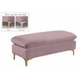 Home Square 2-Piece Set with Velvet Reversible Sectional and Ottoman in Pink