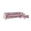 Home Square 2-Piece Set with Velvet Reversible Sectional and Ottoman in Pink
