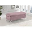 Home Square 2-Piece Set with Velvet Reversible Sectional and Ottoman in Pink