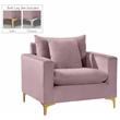 Home Square 2-Piece Set with Velvet Reversible Sectional & Accent Chair in Pink