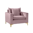 Home Square 2-Piece Set with Velvet Reversible Sectional & Accent Chair in Pink