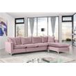 Home Square 2-Piece Set with Velvet Reversible Sectional & Accent Chair in Pink