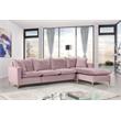 Home Square 2-Piece Set with Velvet Reversible Sectional & Accent Chair in Pink