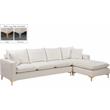 Home Square 2-Piece Set with Velvet Chair and Reversible Sectional in Cream