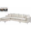 Home Square 2-Piece Set with Velvet Chair and Reversible Sectional in Cream