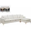 Home Square 2-Piece Set with Velvet Reversible Sectional and Ottoman in Cream