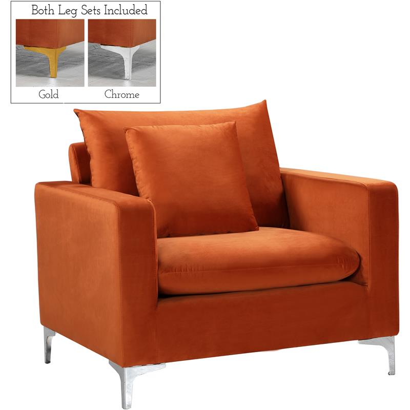 Home Square 2-Piece Set with Velvet Chair and Loveseat in Cognac