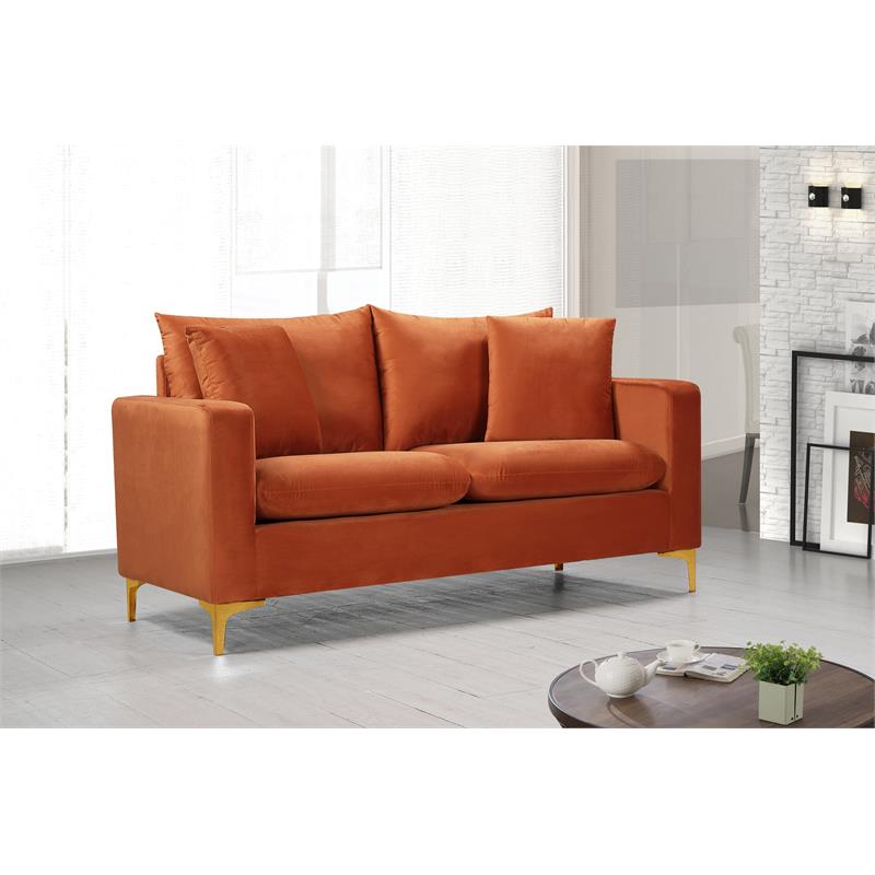 Home Square 2-Piece Set with Velvet Chair and Loveseat in Cognac