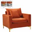 Home Square 2-Piece Set with Velvet Chair and Sofa in Cognac