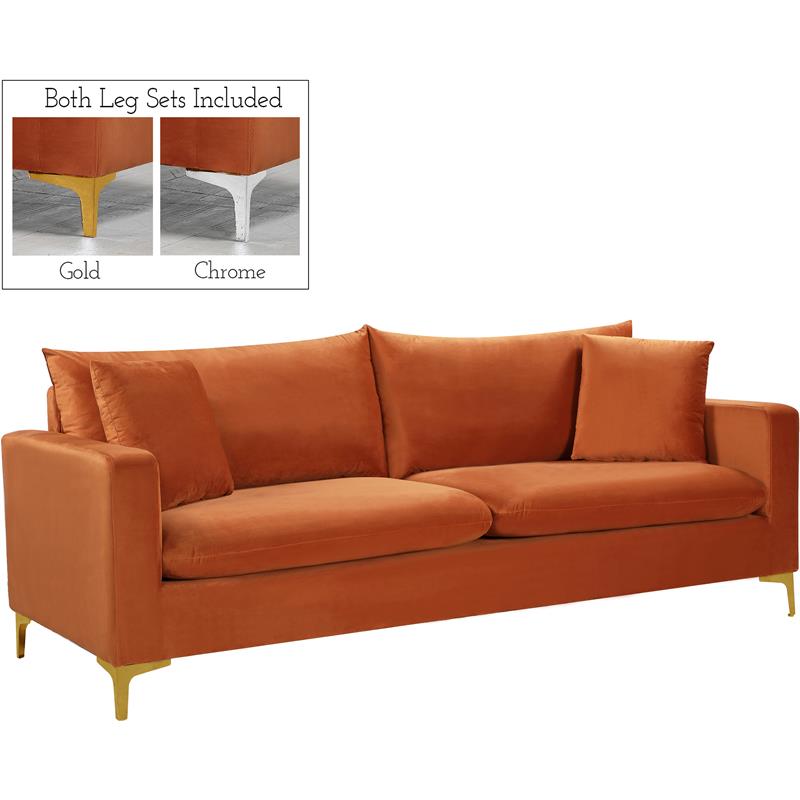 Home Square 2-Piece Set with Velvet Chair and Sofa in Cognac