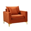 Home Square 2-Piece Set with Velvet Chair and Sofa in Cognac