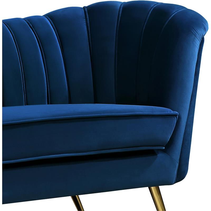 Home Square 2-Piece Furniture Set with Velvet Loveseat & Sofa in Navy