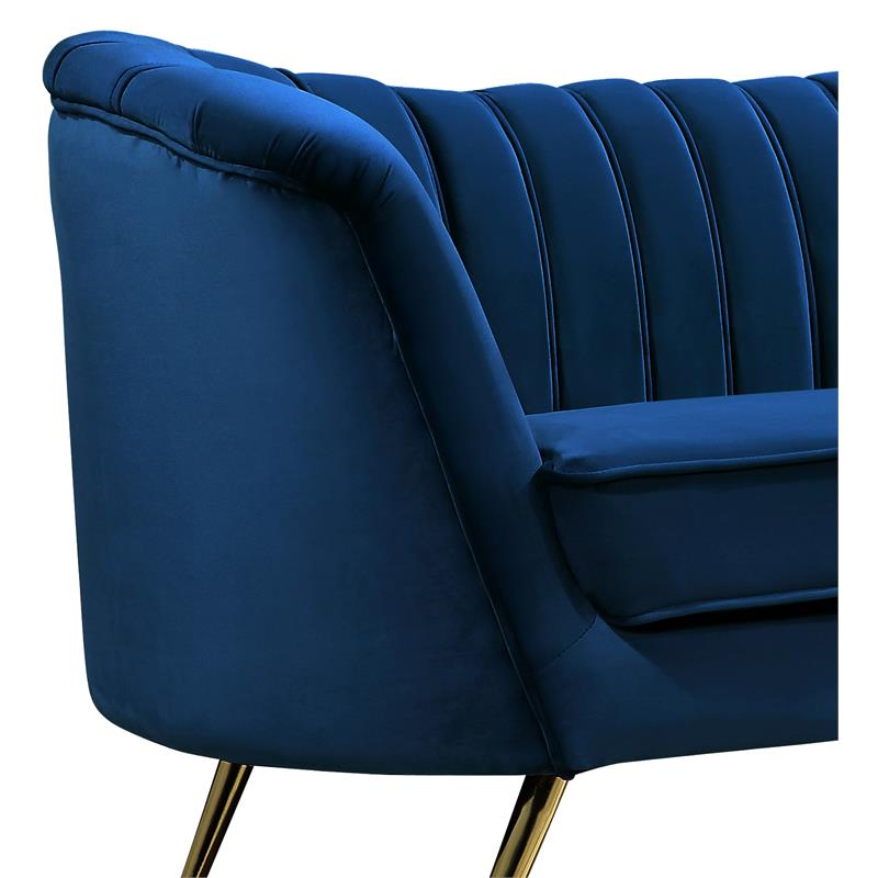 Home Square 2-Piece Furniture Set with Velvet Loveseat & Sofa in Navy