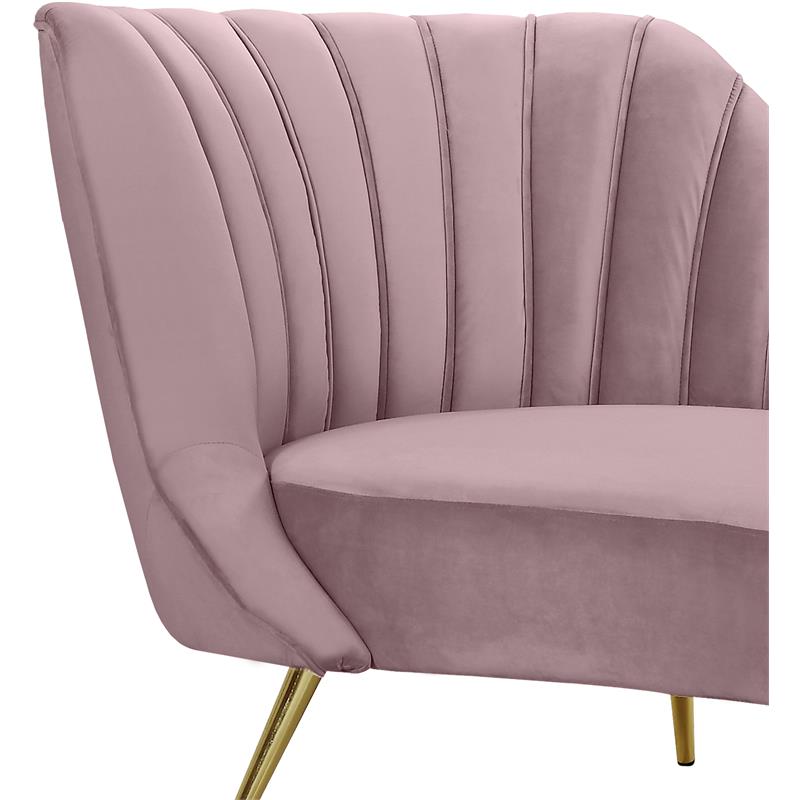Home Square 2-Piece Set with Velvet Accent Chair & Chaise in Pink and Gold
