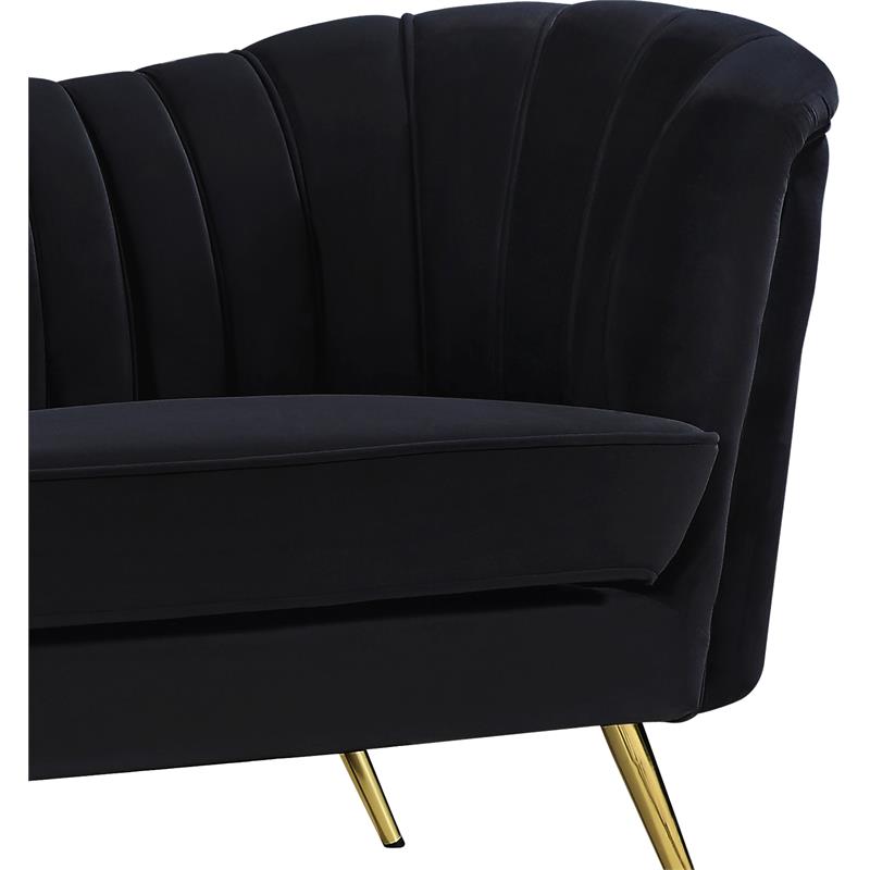 Home Square 2-Piece Set with Velvet Accent Chair and Loveseat in Black and Gold