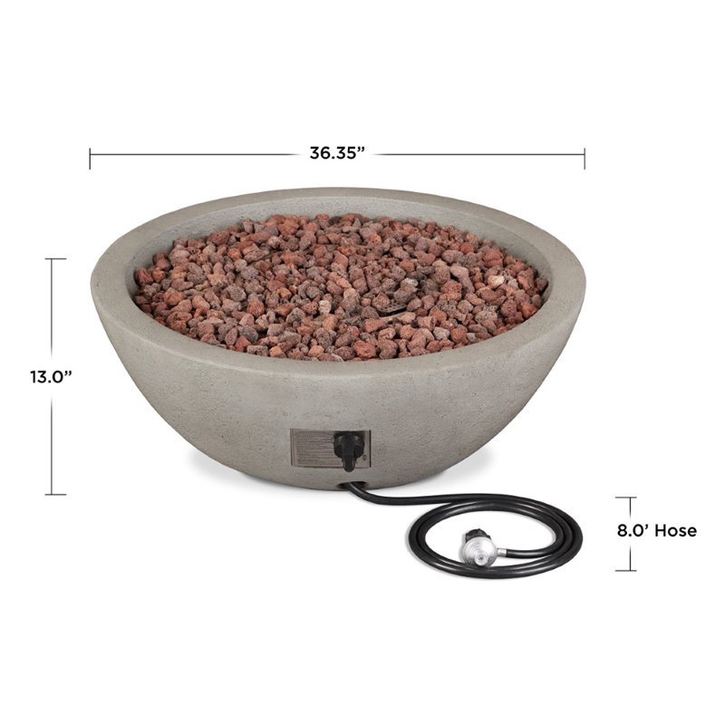 Home Square 2-Piece Set with Propane Fire Bowl and Tank Cover in Glacier Gray