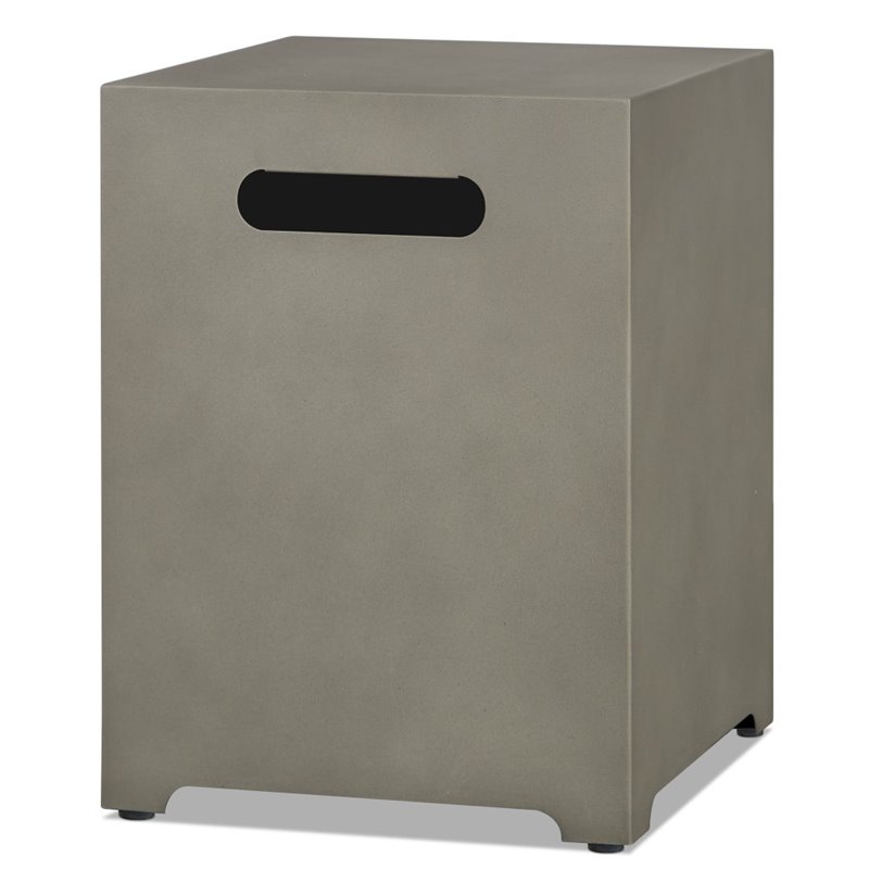 Home Square 2-Piece Set with Square Fire Table and Tank Cover in Mist Gray