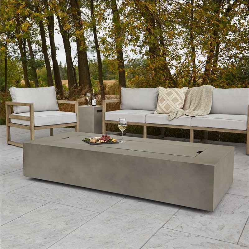 Home Square 2-Piece Set with LP Fire Table with Gas Conversion Kit & Tank Cover