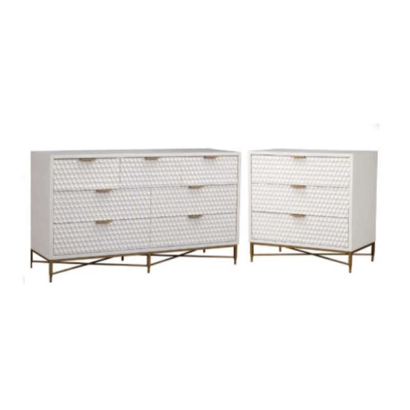 Home Square 2 Piece Furniture Set with 3-Drawer Accent Chest and 7-Drawer Chest