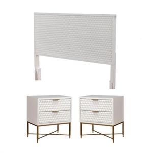 Home Square 3 Piece Furniture Set with 2-Drawer Nightstand & Full Wood Headboard