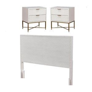 Home Square 3 Piece Set with 2 Nightstands & California King Wood Headboard