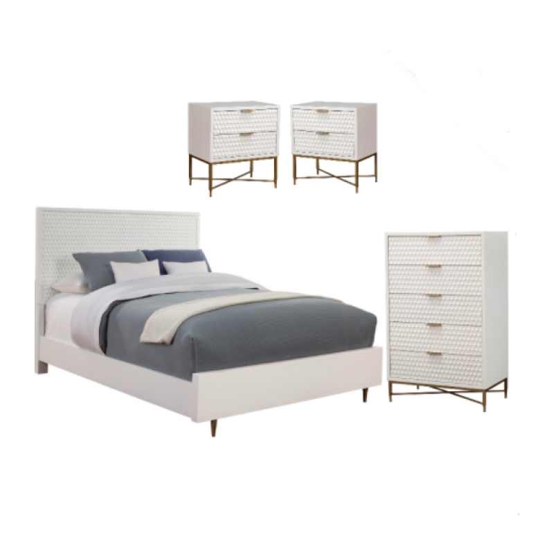 Home Square 4 Piece Set with 2 Nightstands California King Panel Bed & Chest