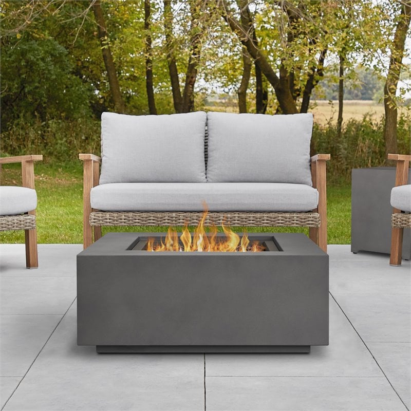 Home Square 2-Piece Set with Propane Fire Table with Conversion Kit & Tank Cover