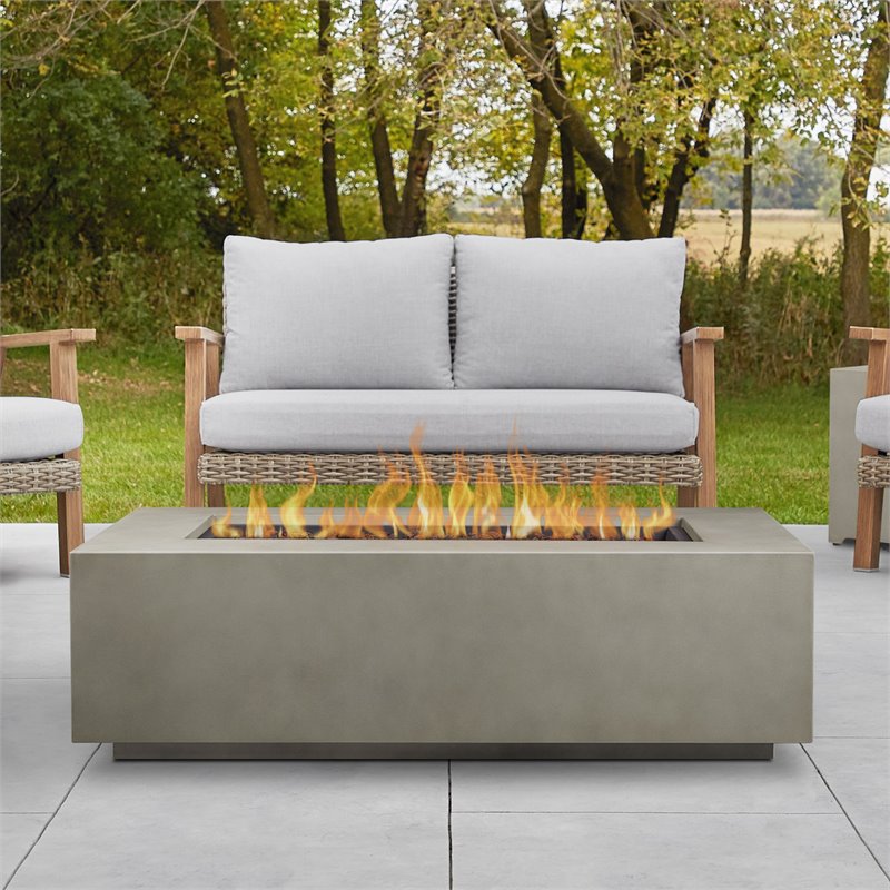 Home Square 2-Piece Set with Fire Table with Conversion Kit and Fire Glass