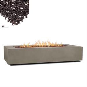 Home Square 2-Piece Set with 70&quot Rectangle LP Fire Table and Fire Glass