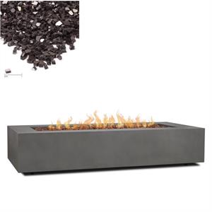 Home Square 2-Piece Set with LP Fire Table and Fire Glass in Slate/Black